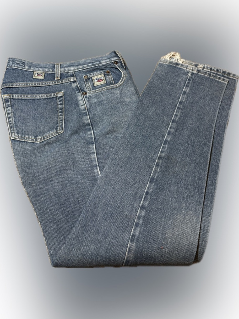 E131 Vintage Cruel Girl Relaxed fit Light Blue Straight Leg Denim Jeans, Size 7L